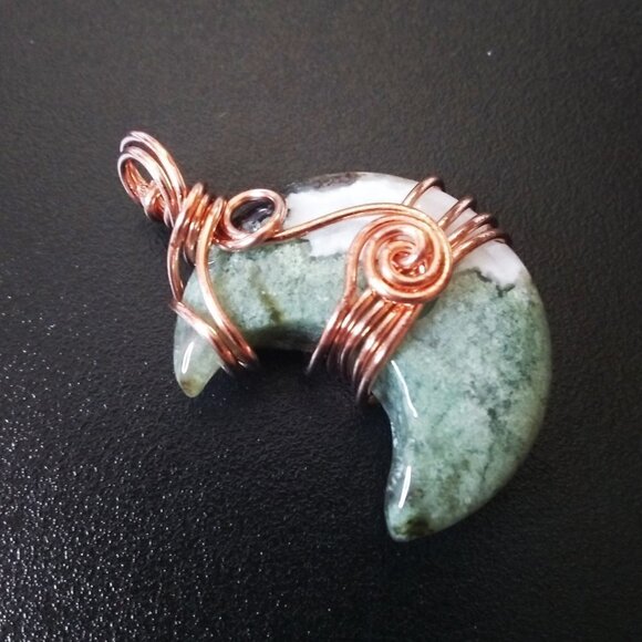 OOAK Mind Blowing Moss Agate Moon Pendant - Amazing Color Matrix! Double Sided! - Picture 4 of 13